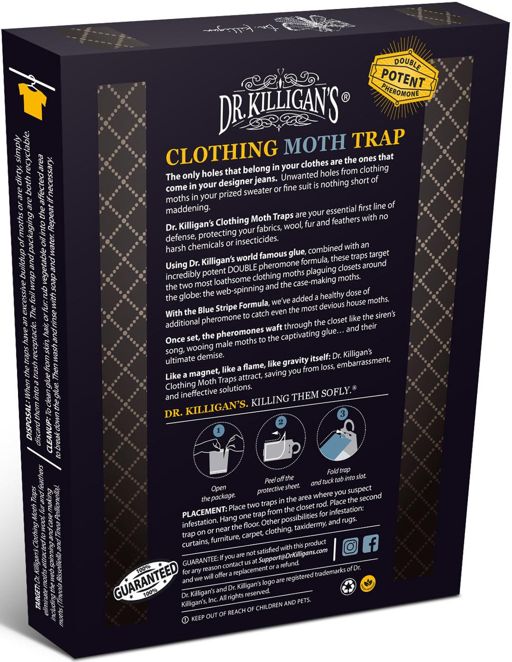Dr. Killigan's Premium Clothing Moth Traps with Pheromones (Black, 6 Traps)