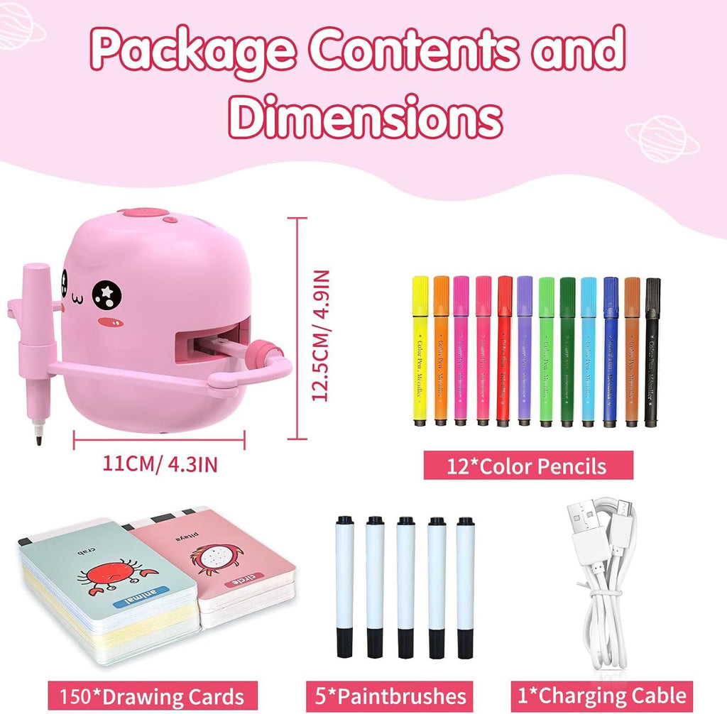 Drawing Robot for Kids, Voice Interactive Educational Drawing Robot, Montessori Painting Learning Toys with 150 Cards, Christmas Birthday Party Gift for 3 4 5 6 7 8 Years Old Girls Boys