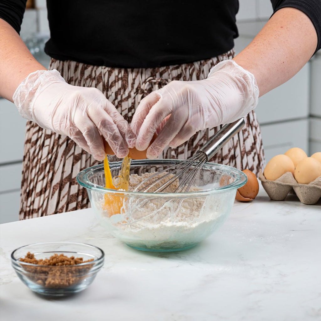 GUSTO Clear Vinyl Plastic Gloves [200 Count] Latex-Free, Powder-Free, Food Safe Disposable Gloves for Cooking, Meal Prep, Cleaning & Everyday Use (Formerly Comfy Package)