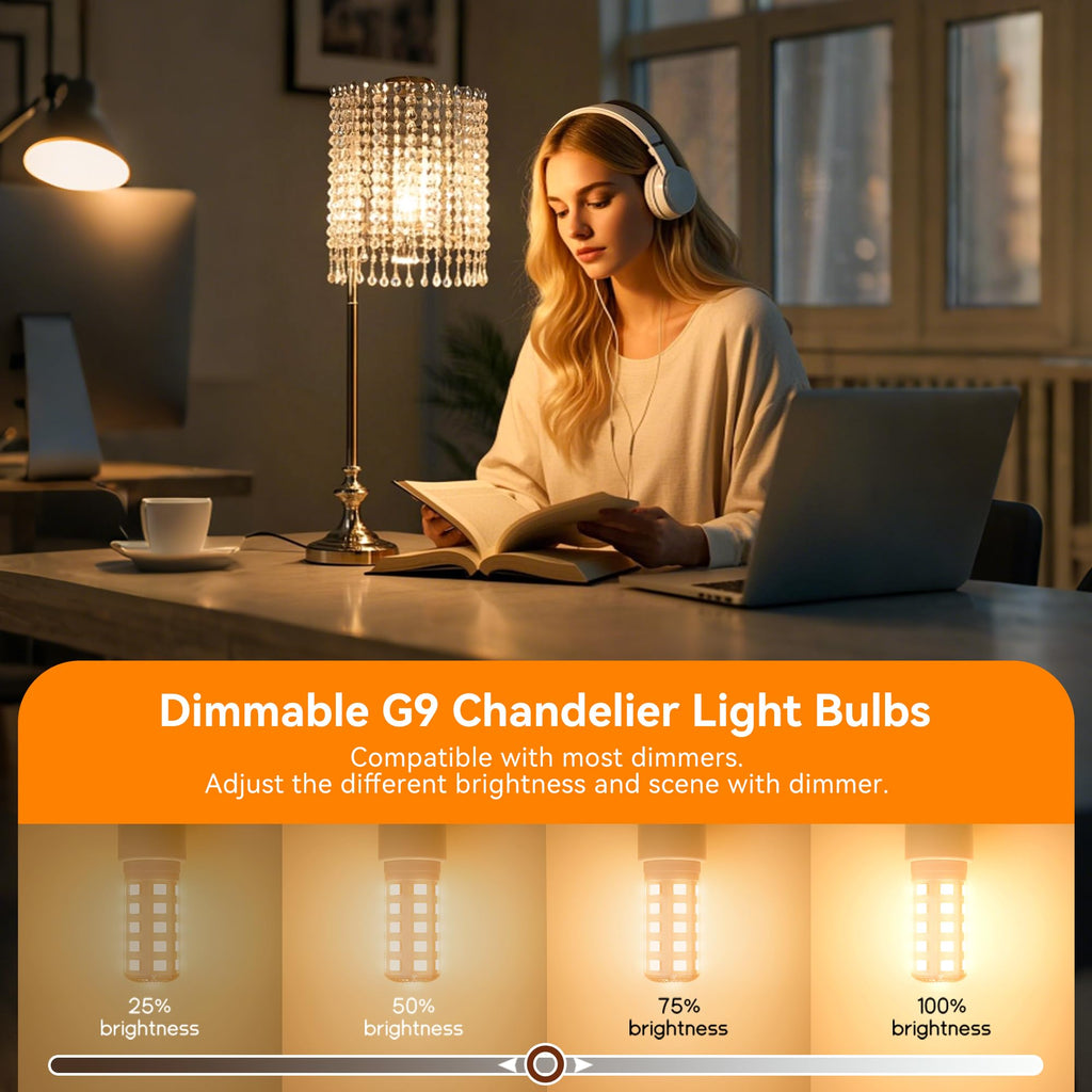 TJOY 12 Pack Dimmable G9 LED Bulb 4W Equivalent 40 Watt, 2700K Soft Warm White, T4 G9 Bi-pin Base Halogen Replacement, G 9 Socket Light Bulb for Chandelier Wall Sconce, 120V No Flicker, 450LM