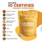 Paleovalley Organic Superfood Golden Milk - Immune, Focus, Cognitive, Longevity - Turmeric, MCT-Rich Coconut Milk, Functional Mushrooms, 30 Servings
