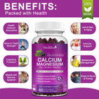 Calcium Magnesium Zinc Gummies with High Absorption Magnesium Glycinate, Potassium -Plant Calcium Supplement w/ D3 & Sea Moss for Bone, Muscles, Calm Mood & Sleep Support- Kids & Adults (2 Pack)