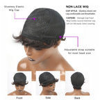 YOUKNOWIG Pixie Short Straight Wig for Black Women 100% Brazilian Human Hair Machine Made Natural Black