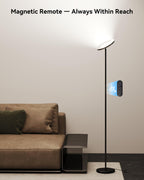JOOFO LED Floor Lamp – Super Bright Torchiere with Remote & Foot Switch, Stepless Dimmable Tall Standing Lamp, 69" Modern Pole Light for Corner, Living Room, Bedroom, Reading, Office