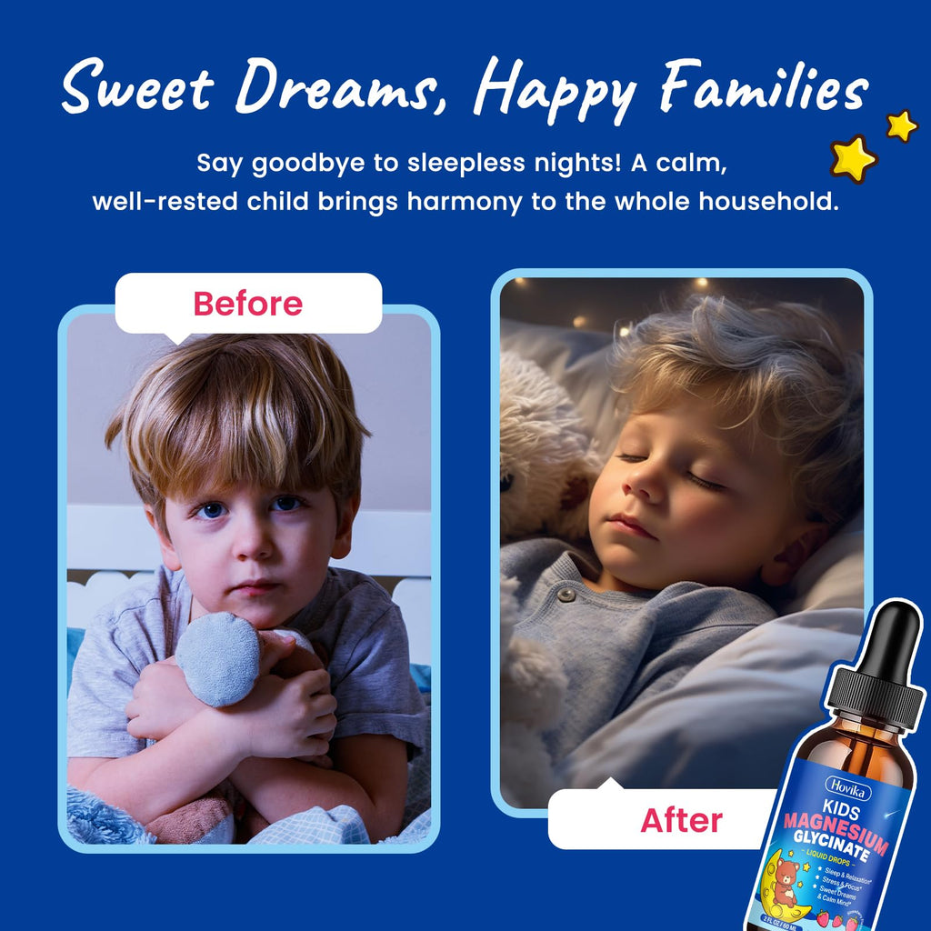 2 Pack Kids Magnesium Liquid Drops - Liquid Magnesium Glycinate Supplement with L-Theanine Omega-3, Vitamin B6, D3, Zinc - Support Sleep, Relaxation, Calm & Focus - Strawberry Flavor