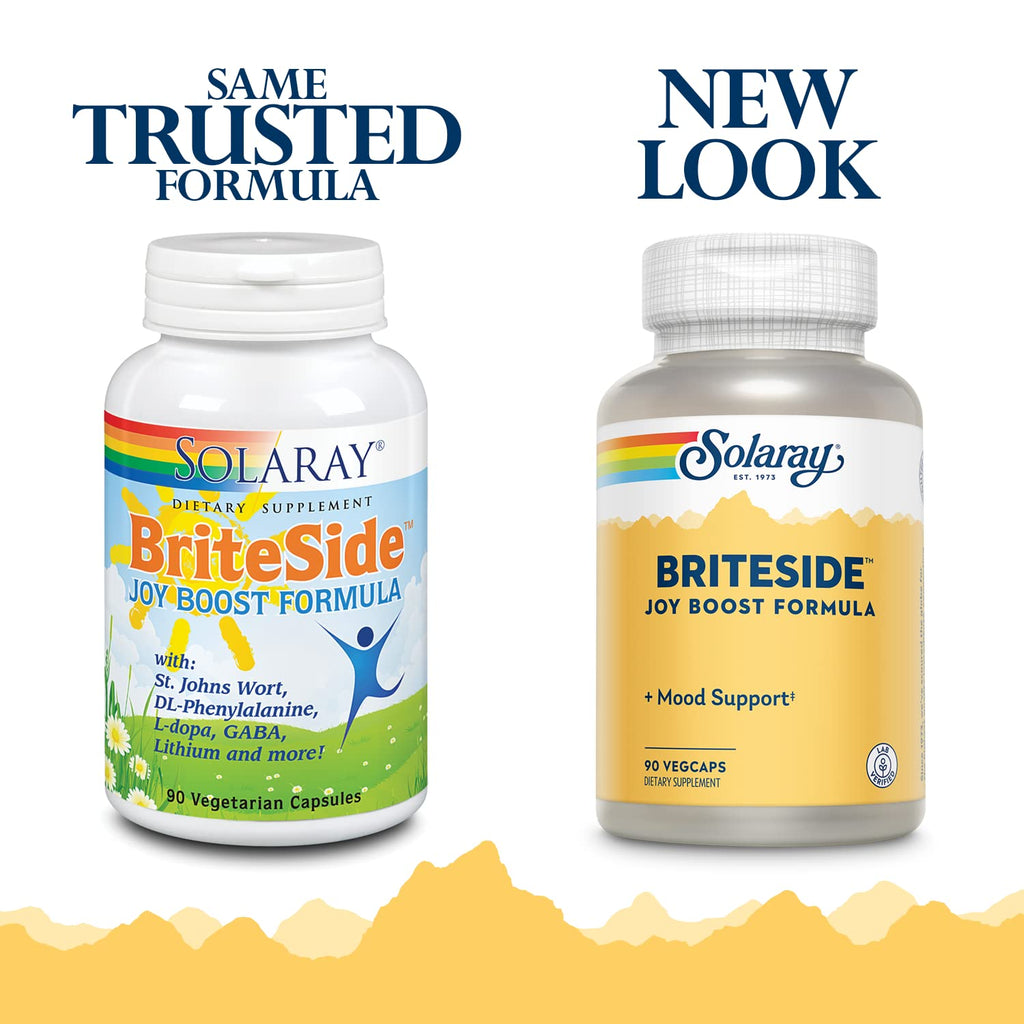 SOLARAY BriteSide - 90 Vegetarian Capsules - with St. Johns Wort, DL-Phenylalanine (DLPA), L-Dopa, GABA & Lithium