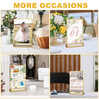 EHWINE 10 Pack 8.5×11 Clear Acrylic Sign Holder with Gold Borders and Vertical Stand, Double Sided Table Menu Holders Picture Frames for Wedding Table Numbers, Restaurant Signs, Photos and Art Display