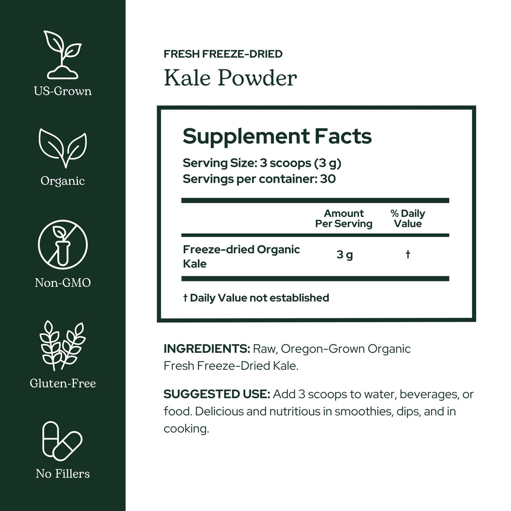 Eclectic Herb - Organic Kale Powder Supplement | Nutritional Support, Daily Fiber, Vitamins + Minerals | Superfood Powder + Daily Greens Drink Mix | USDA Organic, Non-GMO, Vegan (3.2 oz | 90 g)