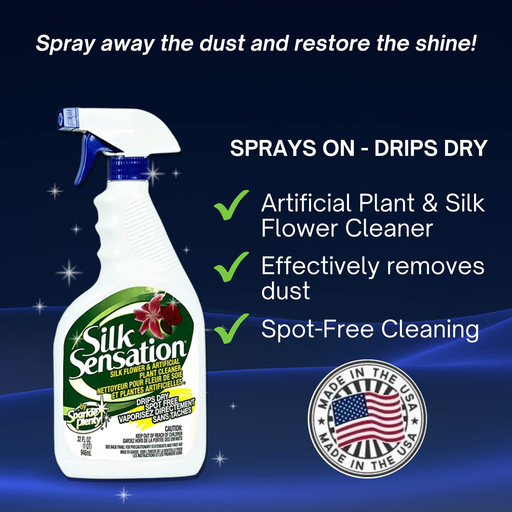 Bundle of Sparkle Plenty Chandelier Cleaner Drip Dry Spray No Wipe & Silk Plant Cleaner Spray No Wipe - Dust Cleaning Supplies for Fake Plant, Artificial Flower, Shower Glass or Window Screen (32 oz)