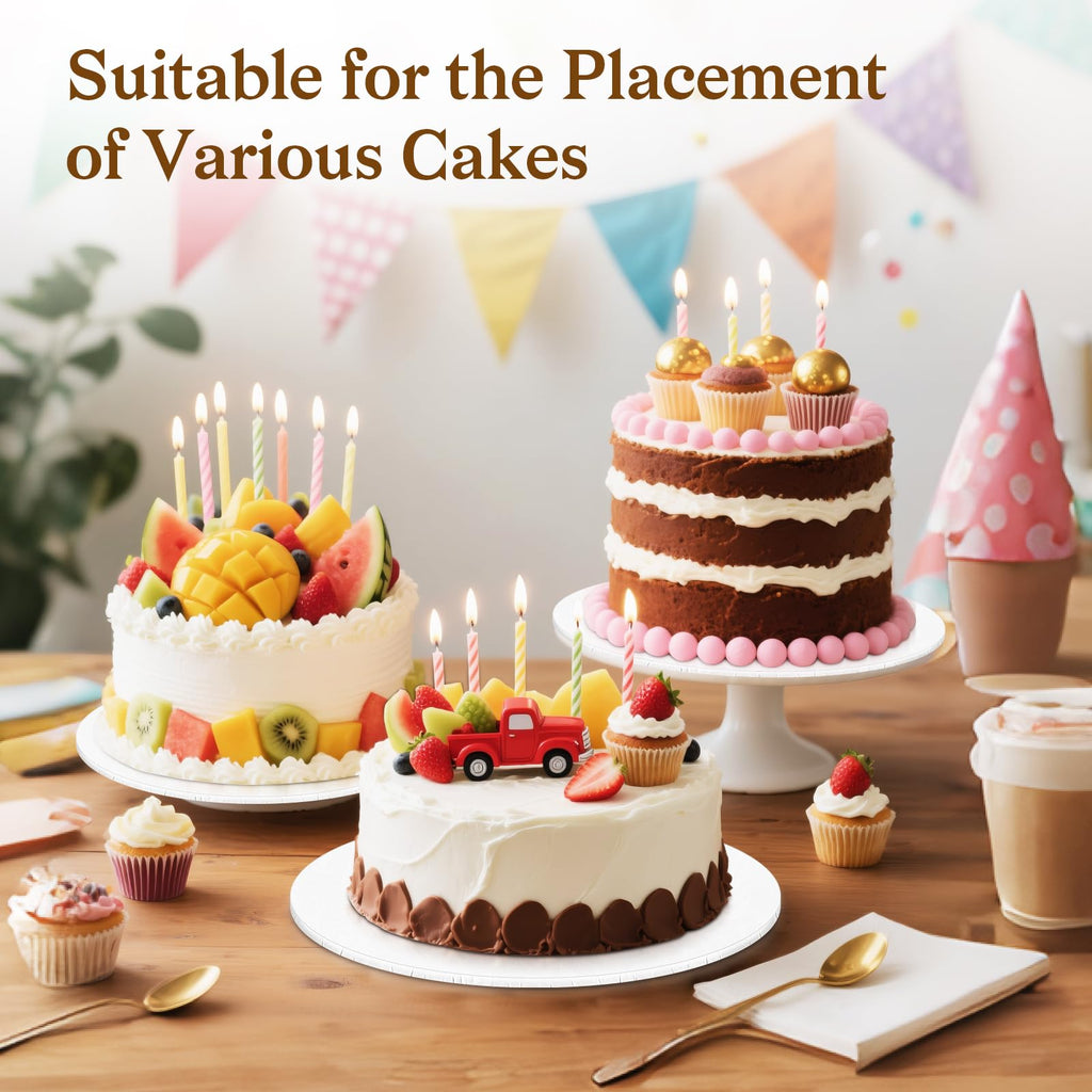 24 PCS Cake Boards 14 Inch Round, 14 Inch Cake Drums, 1/4" Thick Cake Drum, Cake Board Food Grade Cake Base, White Cake Cardboard Circles Bases para Pasteles for Wedding & Party & Pizza Desserts