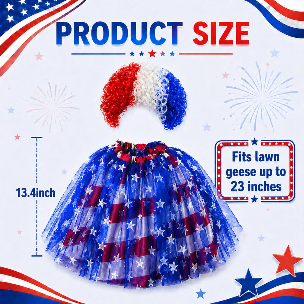 Allyix 4th of July Patriotic Porch Goose Outfits for 23 Inch Lawn Statue