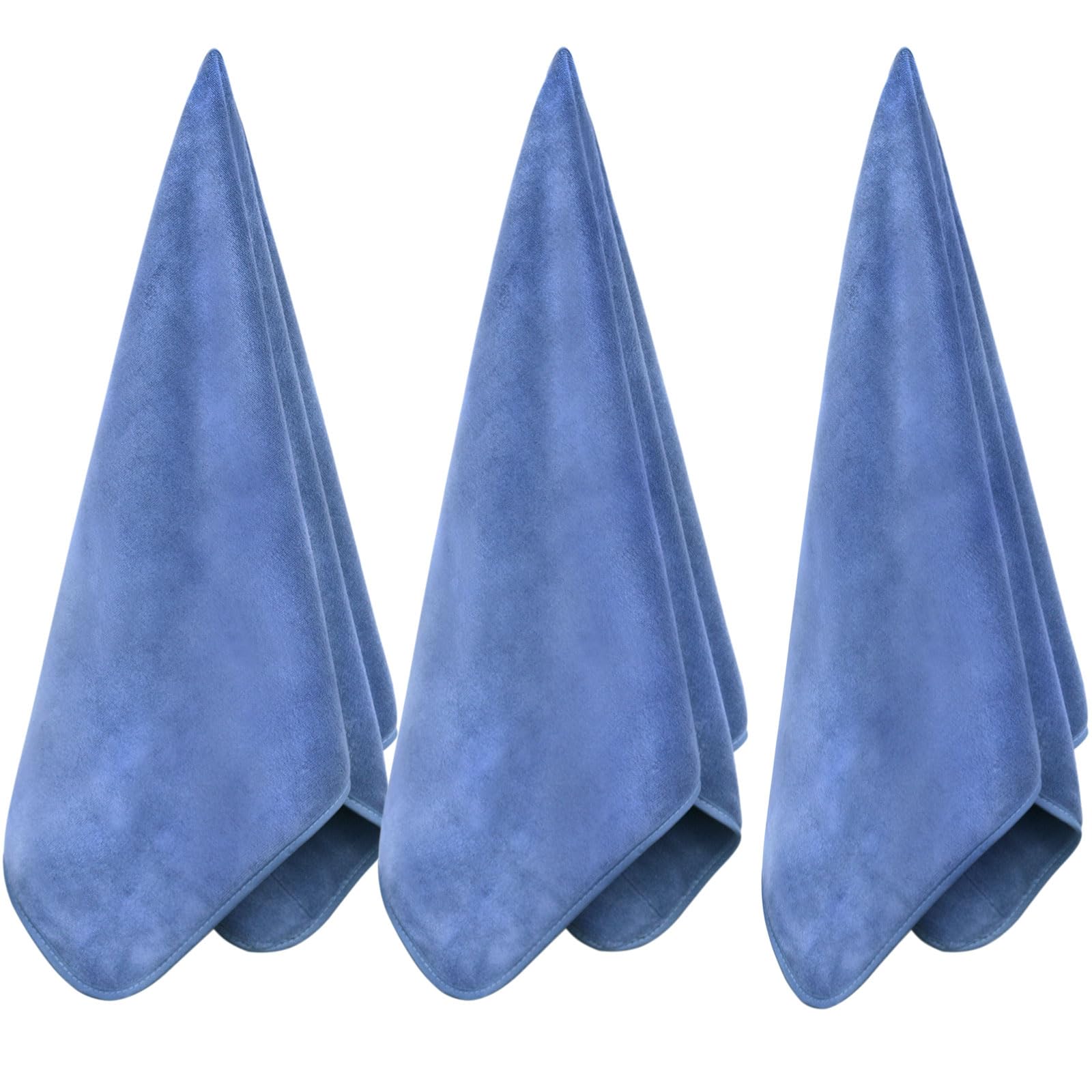 Wuwahold Microfiber Gym Towels Bigger Size Super Soft for Exercise Fitness, Sports, Workout, 380-GSM 15-Inch x 31-Inch Quick-Drying Towels (3 Pack, Pure Blue)
