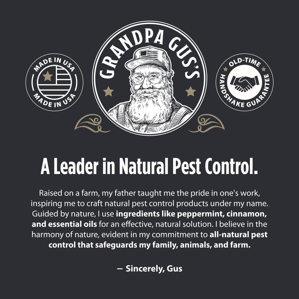 Grandpa Gus's Rodent Repellent Spray - Peppermint Oil Spray for Rodents & Mice - Plant-Based Mouse Deterrent for Cars, RVs, Garages & Indoor Spaces - Non-Staining Formula - 16 oz