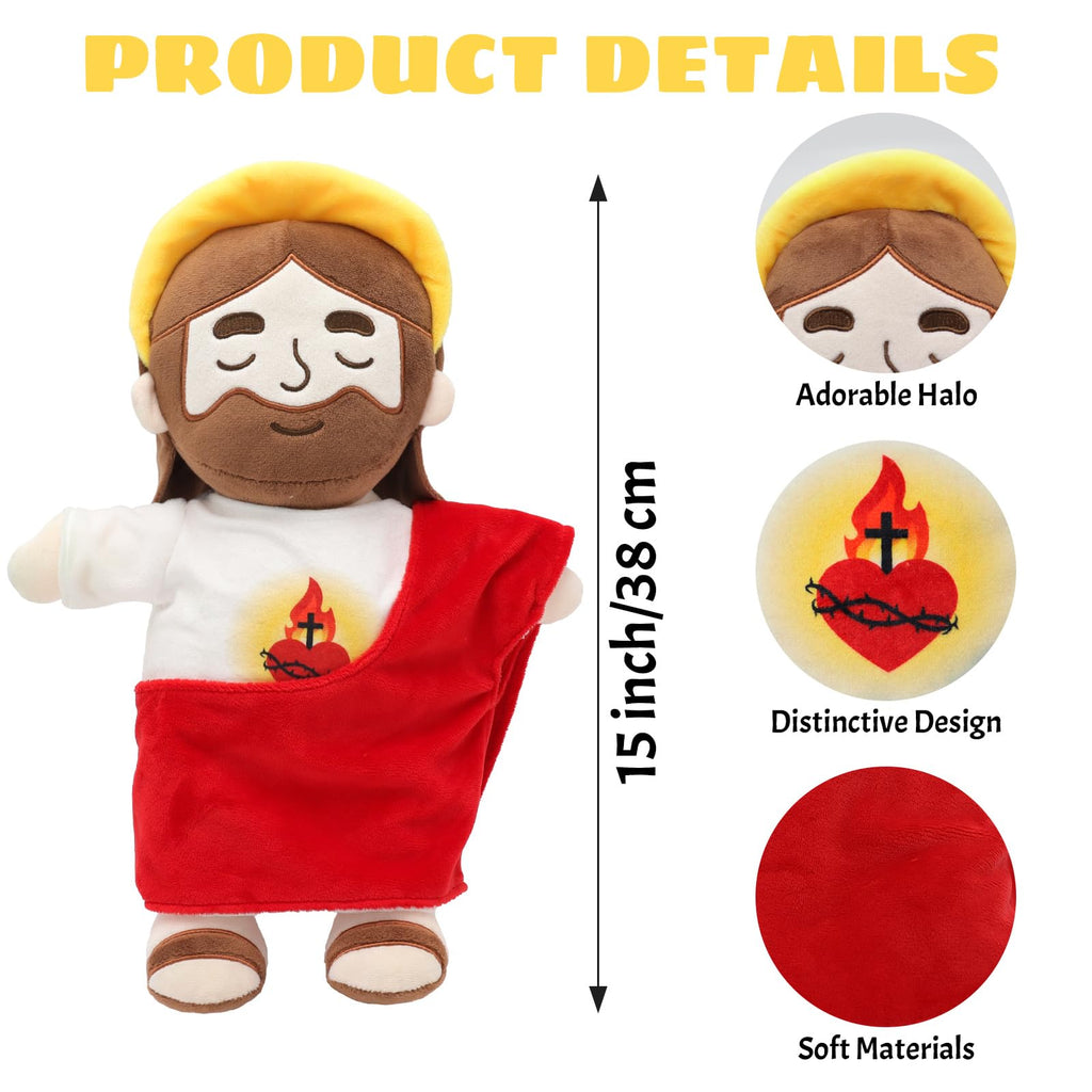 15" Soothing Jesus Plush Toys that Breathes, Light up Plush of God