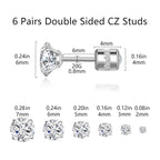 Titanium Surgical Stainless Steel CZ Stud Earrings for Women Men Silver