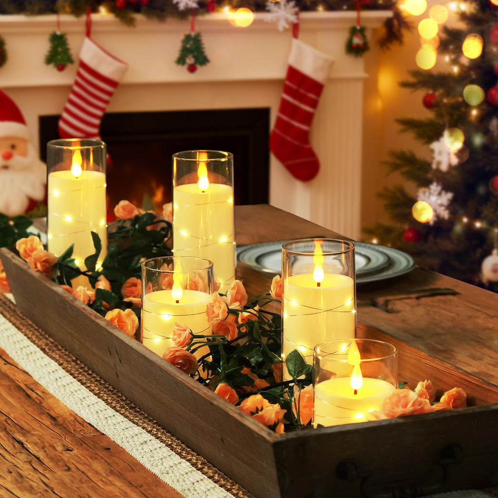 Homemory Flickering Flameless Candles, Ivory LED Pillar Candles with Remote