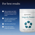 Revive MD Longevity Restore, NMN 500mg Supplement with Spermidine, Pterostilbene, TMG, Quercefit & L-Ergothioneine, NAD+ Support, Sirtuin Activation, Autophagy & Methylation Protection, 30 Servings