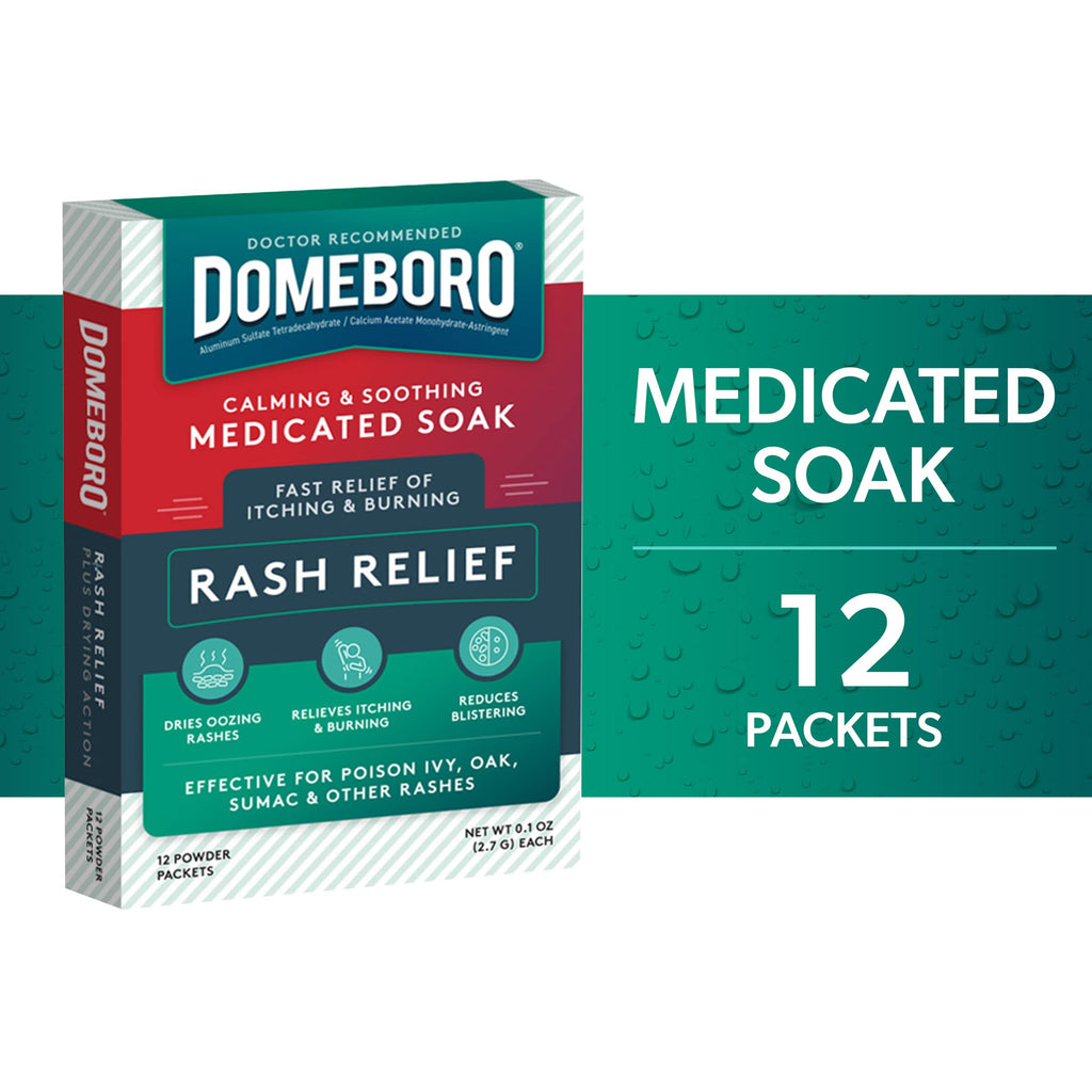 Domeboro Medicated Soak Rash Relief (Burow’s Solution), 12 Count (Pack of 1) - Packaging May Vary