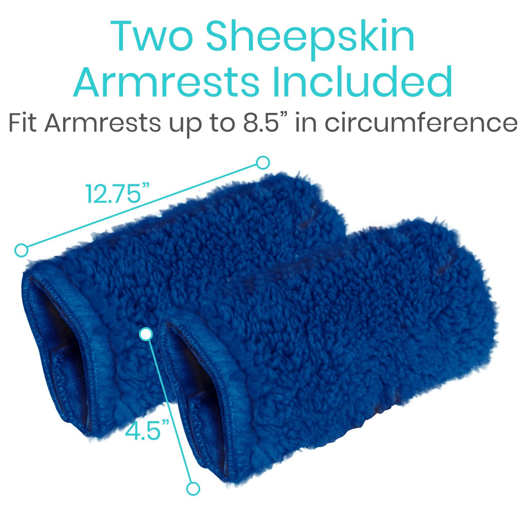 Vive Office Chair Armrest Pads (2 PCS) - Memory Foam Wheelchair Sheepskin Accessories Pads for Transport Electric Wheel Chair Arm Rests - for Adults, Seniors, Handicapped - Soft Support Cushion
