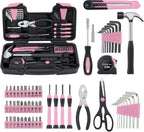MARTCOLOR 58 Piece Household Tool Set, General Household Hand Tool Kit with Plastic Toolbox Storage Case, All Purpose Household Tool Kit for Women, Girls and Ladies, Pink