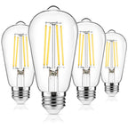ASOMST 4-Pack Vintage Edison Bulbs 60W Equivalent, 850LM 6W LED Light Bulb Neutral White 4000K, ST58 Filament Lighting E26 Base, Non-Dimmable