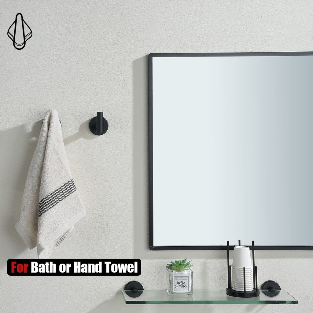 JQK Black Bathroom Towel Hook, Coat Robe Clothes Hook for Bathroom Kitchen Garage Wall Mounted (4 Pack), 304 Stainless Steel Matte Black, TH100-PB-P4