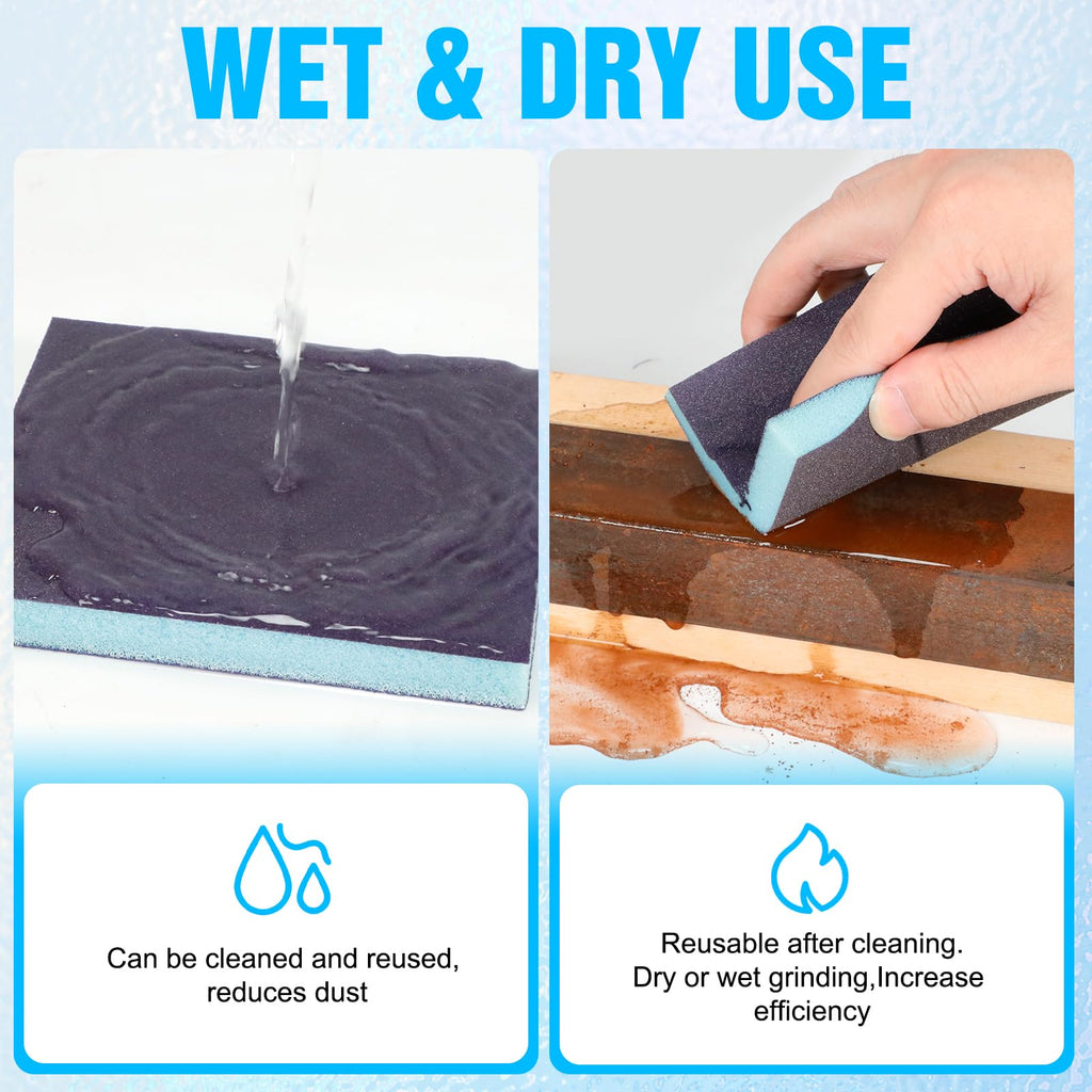 12 Pack Sanding Sponge, Washable and Reusable Sanding Blocks 400 Grit Wet Dry Sand Paper for Wood Drywall Metal Furniture