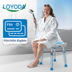 Loyoda FSA/HSA Eligible Lightweight Shower Chair for Inside Shower and Tub, 6 Height-Adjustable Shower Bench with Padded Seat & Suction Feet, Non-Slip Shower Stool for Elderly and Disabled (400 lbs)