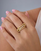 PAVOI 14K Yellow Gold Plated CZ Eternity Interlocking Ring