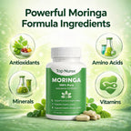 Top Nurex Moringa Capsules, Sustained Energy, Immune Support & Digestive Wellness, Natural Green Superfood Supplement, Vegan, Non-GMO 60 Capsules