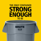 Rubbermaid Commercial Products BRUTE Heavy-Duty Round Trash/Garbage Can with Venting Channels, 32-Gallon, Gray, Wastebasket for Home/Garage/Bathroom/Outdoor/Driveway