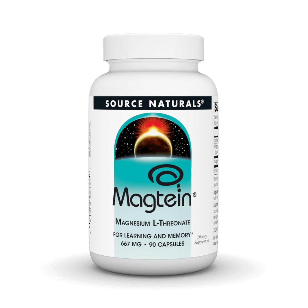 Source Naturals Magtein Magnesium L-Threonate 667mg Supports Focus, Mood, Healthy Memory, Cognitive Function, Sleep* - 90 Capsules