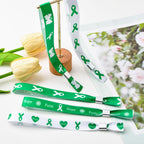 WANDIC Green Ribbon Bracelets, 30 Pcs 5 Styles Mental Health Liver Cancer Awareness Wristbands Adjustable Polyester Wrist Strap Hope Wrist Bands for Public Event, 6.89*0.59in, Polyester, no gemstone