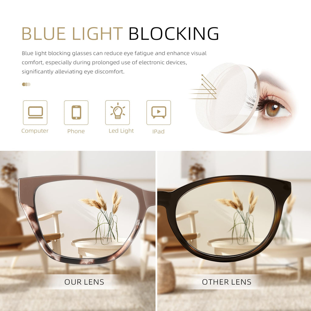 FancyFlower Cateye Reading Glasses for Women - Mocha Muse 2.5x Readers