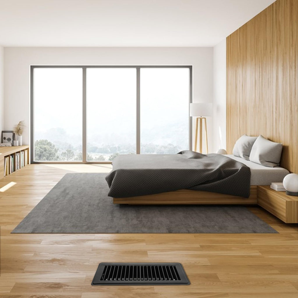 VOISEN Floor Register 4x10, 8 Pack Black Floor Vent Covers, Heavy Duty Steel Walkable Floor Vents,Vent Covers for Home Floor