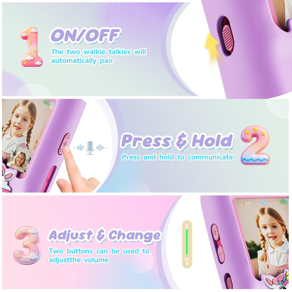Video Walkie Talkies for Kids, 2 Pack HD Camera Long Range Two Way Radios