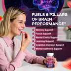 Migcopat Brain Supplements for Memory and Focus Gummies | Nootropic w/Bacopa Monnieri, Lion’s Mane, Ginkgo & 10-in-1 Mushroom Complex | Mental Clarity & Cognitive Support | Strawberry Flavor - 60 Cts