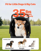 VEVOR Pet Stroller, 35 lbs Weight Capacity, Foldable Dog Cart, 3 Wheels Cats Carts with Mesh Windows and Cup Holders, Portable Pet Carrier Stroller with Brake, for Small to Medium Pets