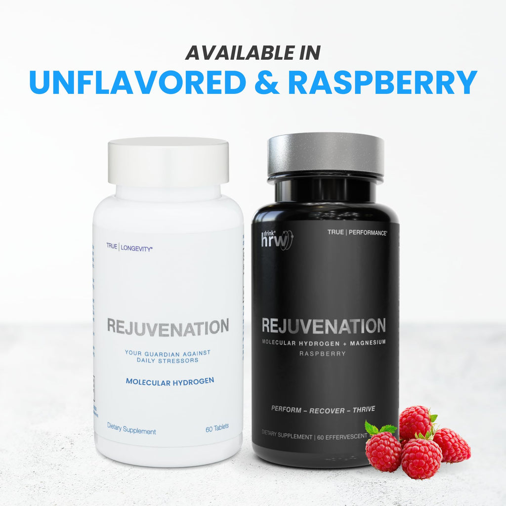 DRINK HRW Rejuvenation Molecular Hydrogen Water Tablets: 12 ppm H2, Hydrogen & Magnesium Supplement, Supports Energy Production, Recovery, Cognitive Function Daily (Unflavored, 60 Count)