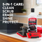 Weiman Glass & Ceramic Cooktop, Stove Top & Oven Cleaner Kit – Kitchen Cleaner Cream, 3 Scrubbing Pads & Scraper for Burnt-On Food & Grease, Clean Shine - Safe for Induction, Electric & Gas Cooktops