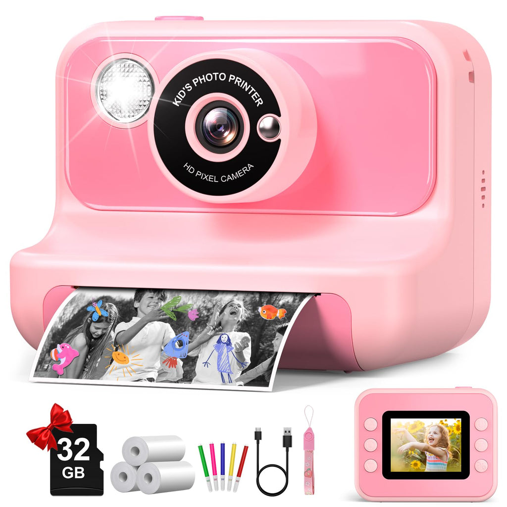 Kids Camera Instant Print, Kids Camera 1080P HD Video Digital Camera