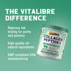 Vitalibre Bovine Collagen Peptides Powder for Women and Men, Grass-Fed Hydrolyzed Collagen Protein Type I & III, Skin, Hair, Nails, Bones, Digestion, Unflavored, Non-GMO, Keto & GF, 22 Servings, 16oz