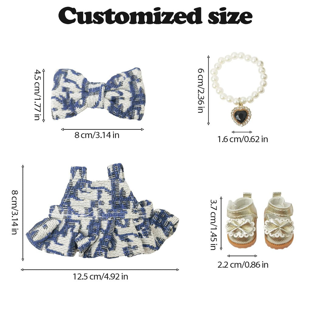 Clothes Compatible with LABUBU Doll – 4PCS Designer Chic Luxy Set, 17cm Doll Clothes Outfit for Urban Skyline Theme, Classic Stylish Accessories for Labubu, No Doll (Skyline Elegance)