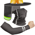 SATINIOR 3 Pcs Sun Hard Hat Neck Protection High Visibility Full Brim Mesh Sun Protection Bandana Headband Arm Sleeves with Reflective Strap for Construction Helmet Hard Hat(Dark Gray)