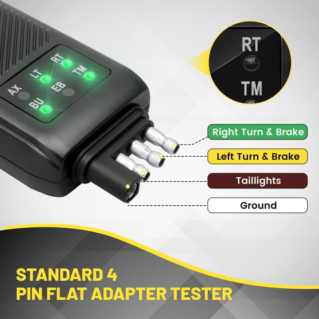 Oyviny 7 Pin Trailer Plug Tester & 4 Pin Trailer Tester with Double-Sided LED Indicators, Trailer Light Tester for Boat Trailer RV Truck Camper, Not Suitable for Vehicle with Lamp Out Sensor