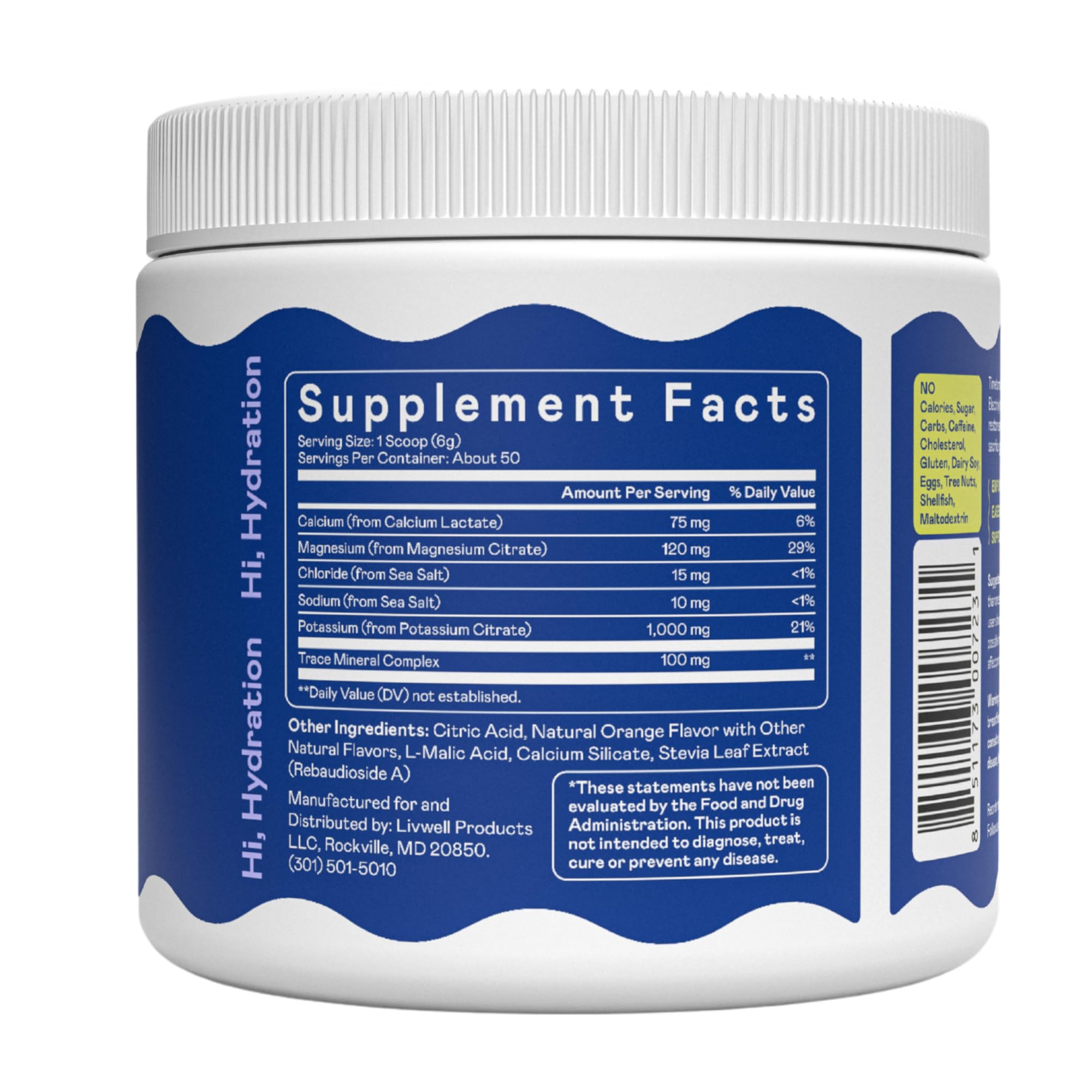 Hi-Lyte K1000 Electrolytes Powder Mix Orange Keto & Performance, 50 Servings