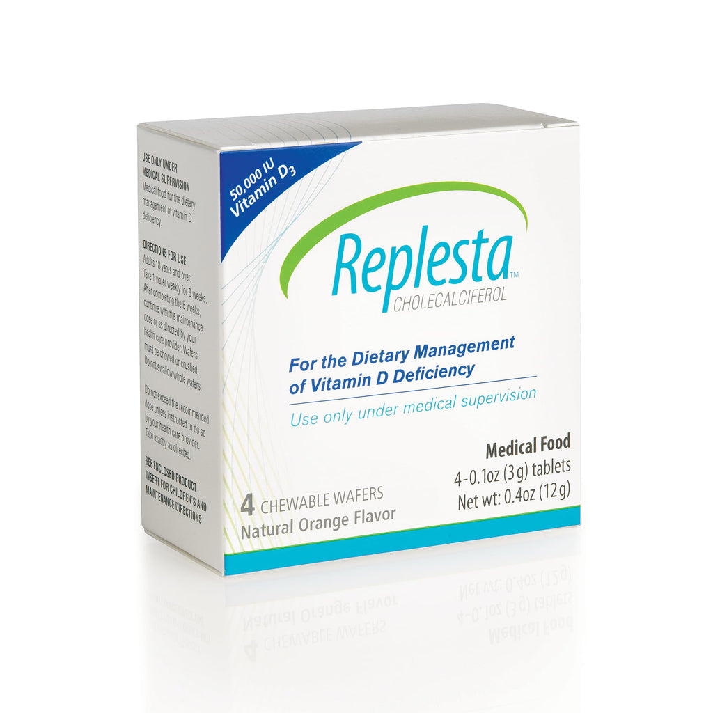 Replesta 50,000 IU Vitamin D3 Cholecalciferol, for Vitamin D Deficiency, Once-Weekly Chewable Wafer, Non-GMO, Natural Orange Flavor, 4 Count (Pack of 1)