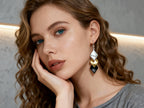 GLPAHA Tri-color Square shiny Drop Earrings for women 925 Sterling Silver Hooks