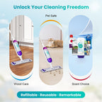 Refillable Bottle for Swiffer® Power Mop™, 720ML / 24 FL.OZ Reusable Solution Container, Leak-Resistant Lock, Use Any Liquid Cleaner