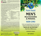Natural Factors Whole Earth & Sea Men's Multivitamin & Mineral - Daily Health Supplement for Men Under 50 - Vegan, Non-GMO & Gluten-Free - 120 Tablets (60 Servings)